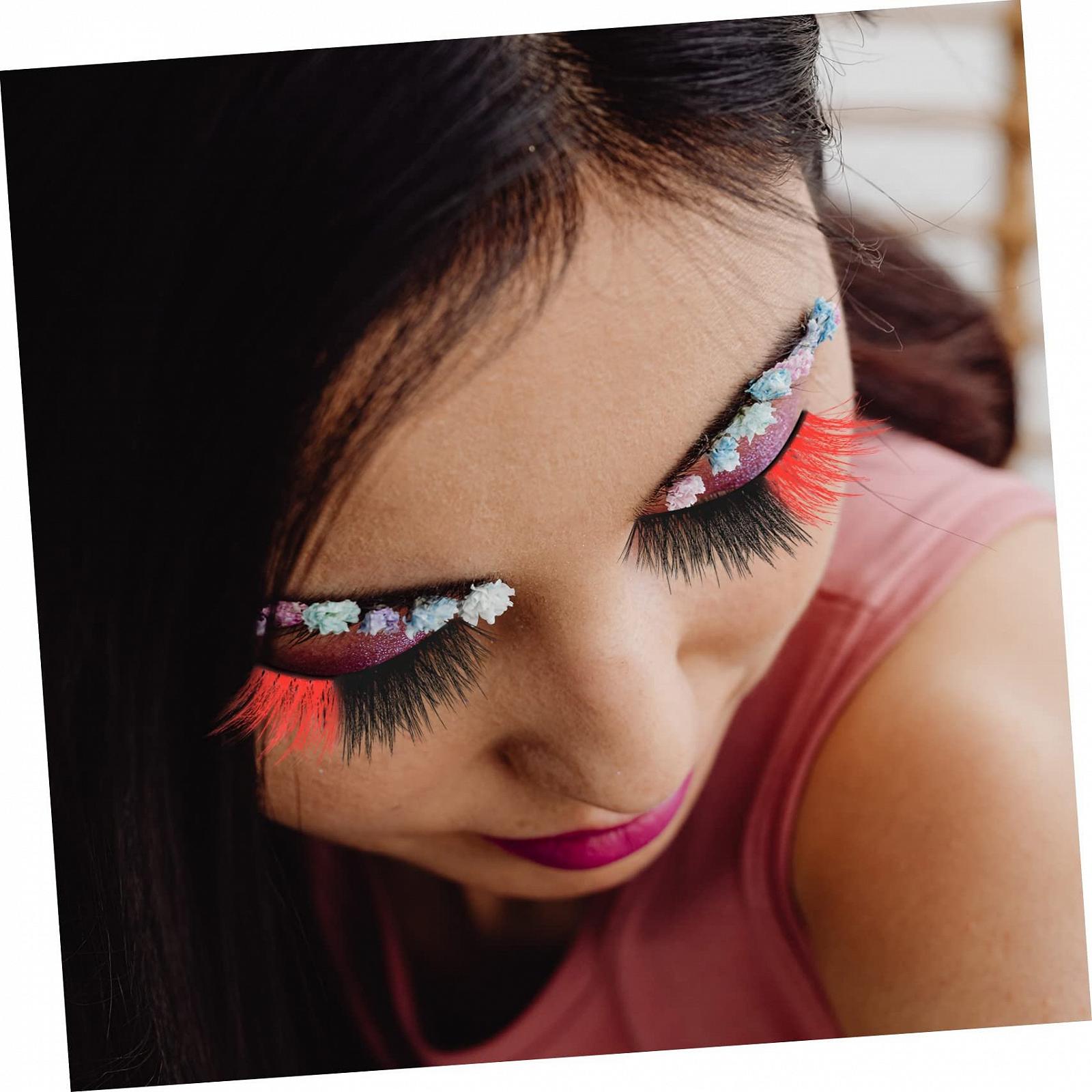 Ліжка Angoily 15 пар кольорових штучних вій червоні, фото №6