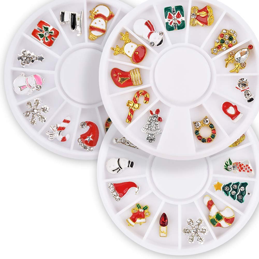 Металеві стрази для нігтів, 1 коробка, для DIY прикрас, різдвяні елементи, фото №4