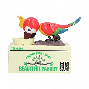 Електронна скарбничка у формі папуги на батарейках - Фото 1