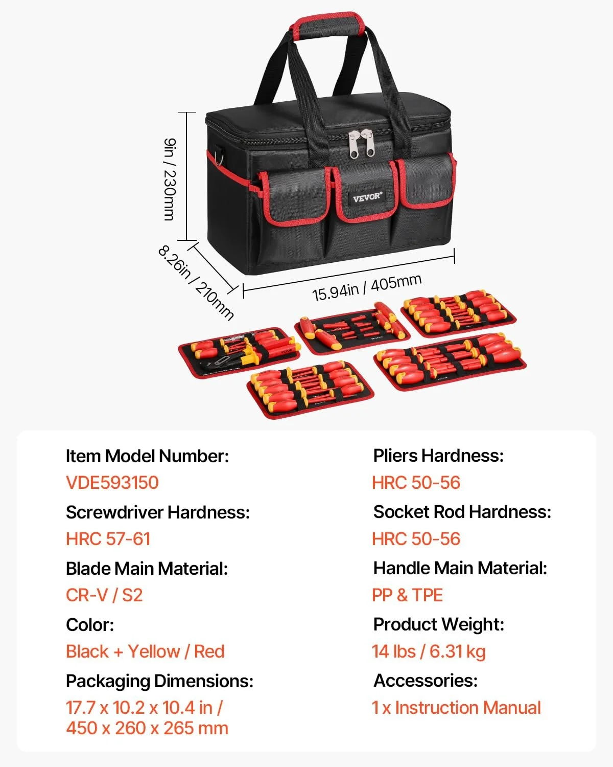 Набір ізольованих викруток VEVOR 50 шт. 1000 В, фото №7