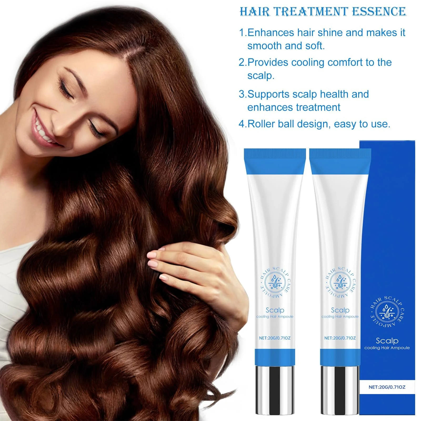 Ампула для волосся Scalphy, 2 шт, сироватка для волосся з роликовим аплікатором, фото №3
