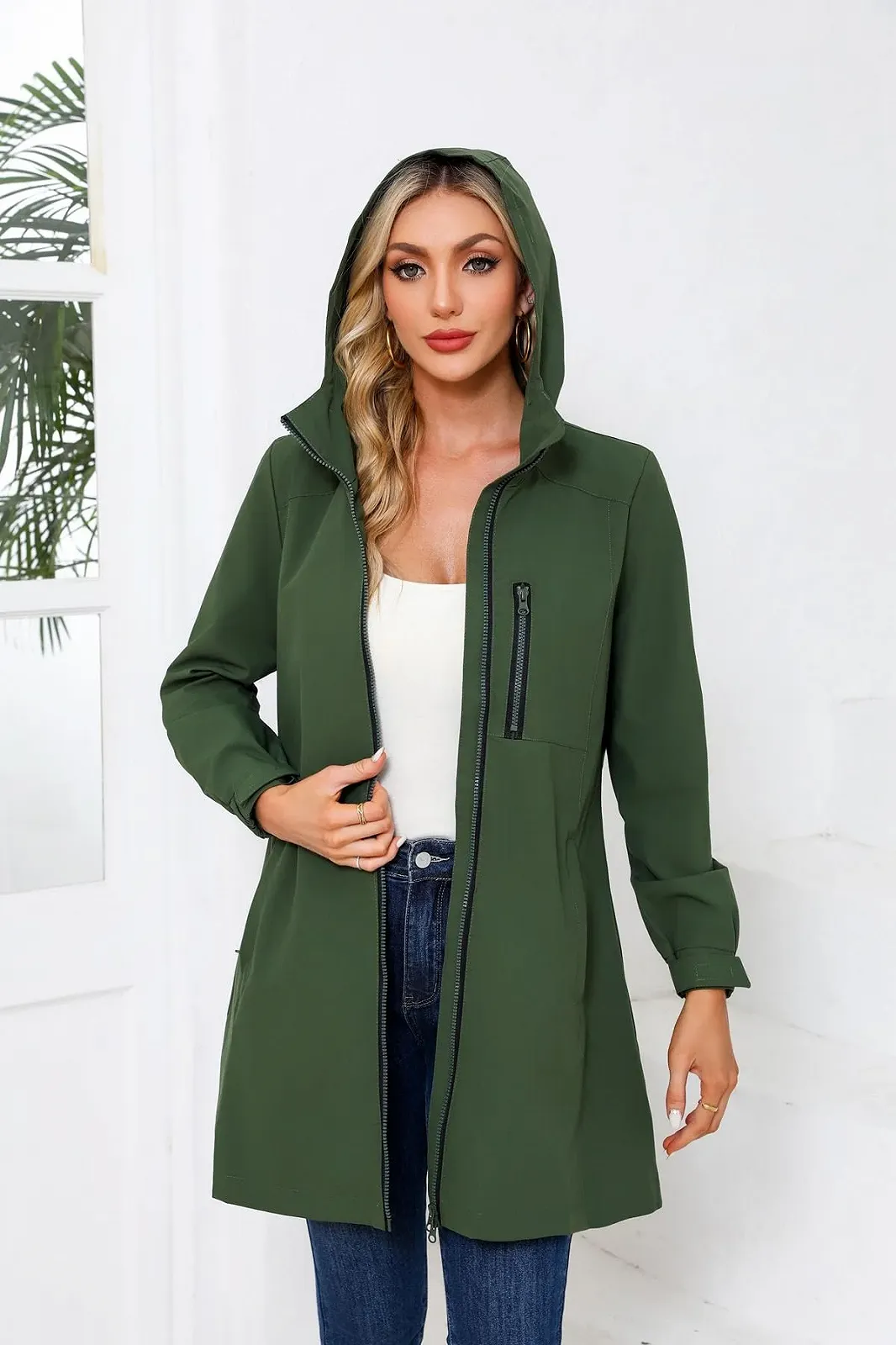 Куртка GITVIENAR Женская спортивная для активного отдыха с капюшоном, длинными рукавами, водонепроницаемая, свободного кроя, ветрозащитная, фото №3 Куртка GITVIENAR Женская спортивная для активного отдыха с капюшоном, длинными рукавами, водонепроницаемая, свободного кроя, ветрозащитная, фото №3