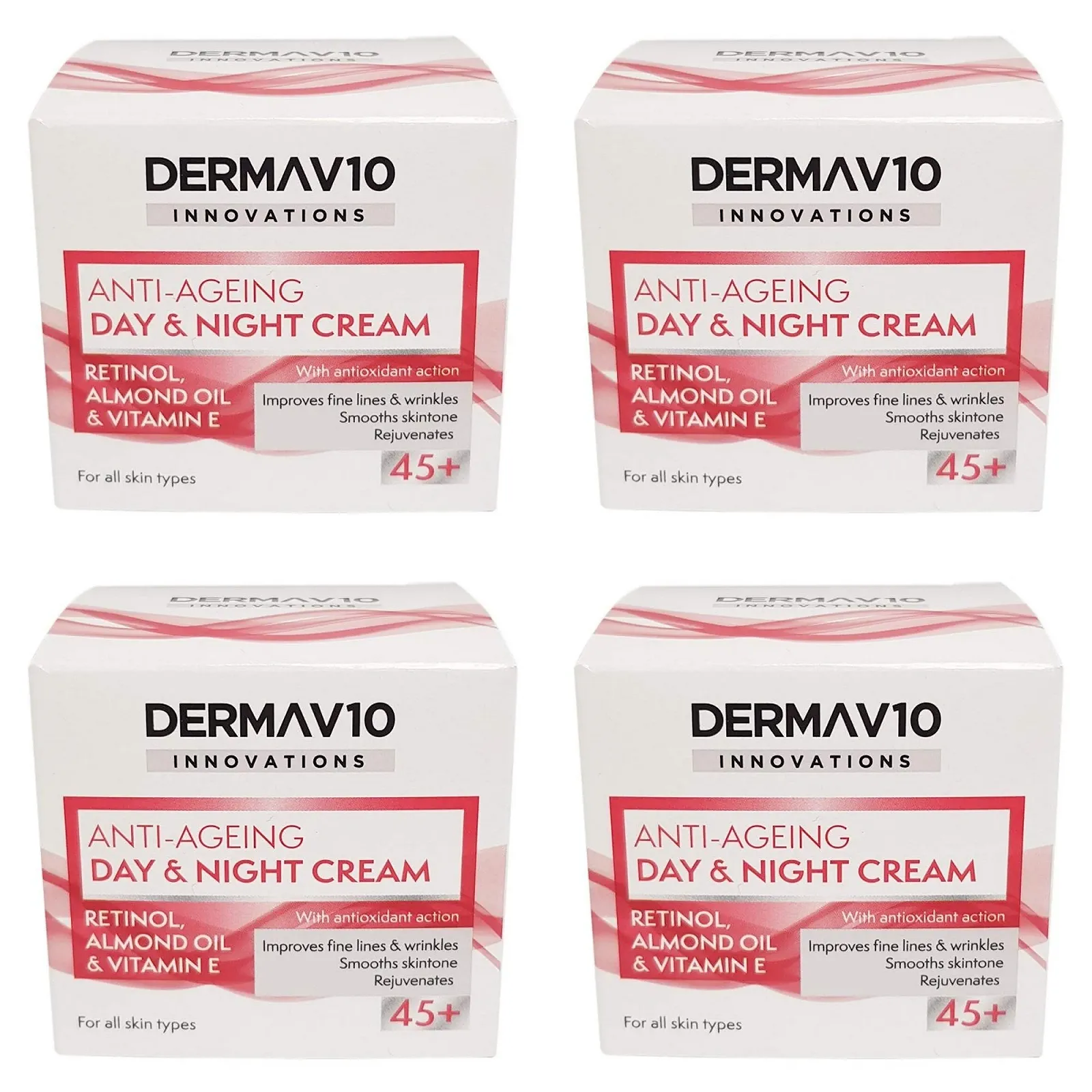 Денний та нічний крем для обличчя Derma V10 Innovations Retinol 4 х 50 мл (200 мл), фото №1 Денний та нічний крем для обличчя Derma V10 Innovations Retinol 4 х 50 мл (200 мл), фото №1