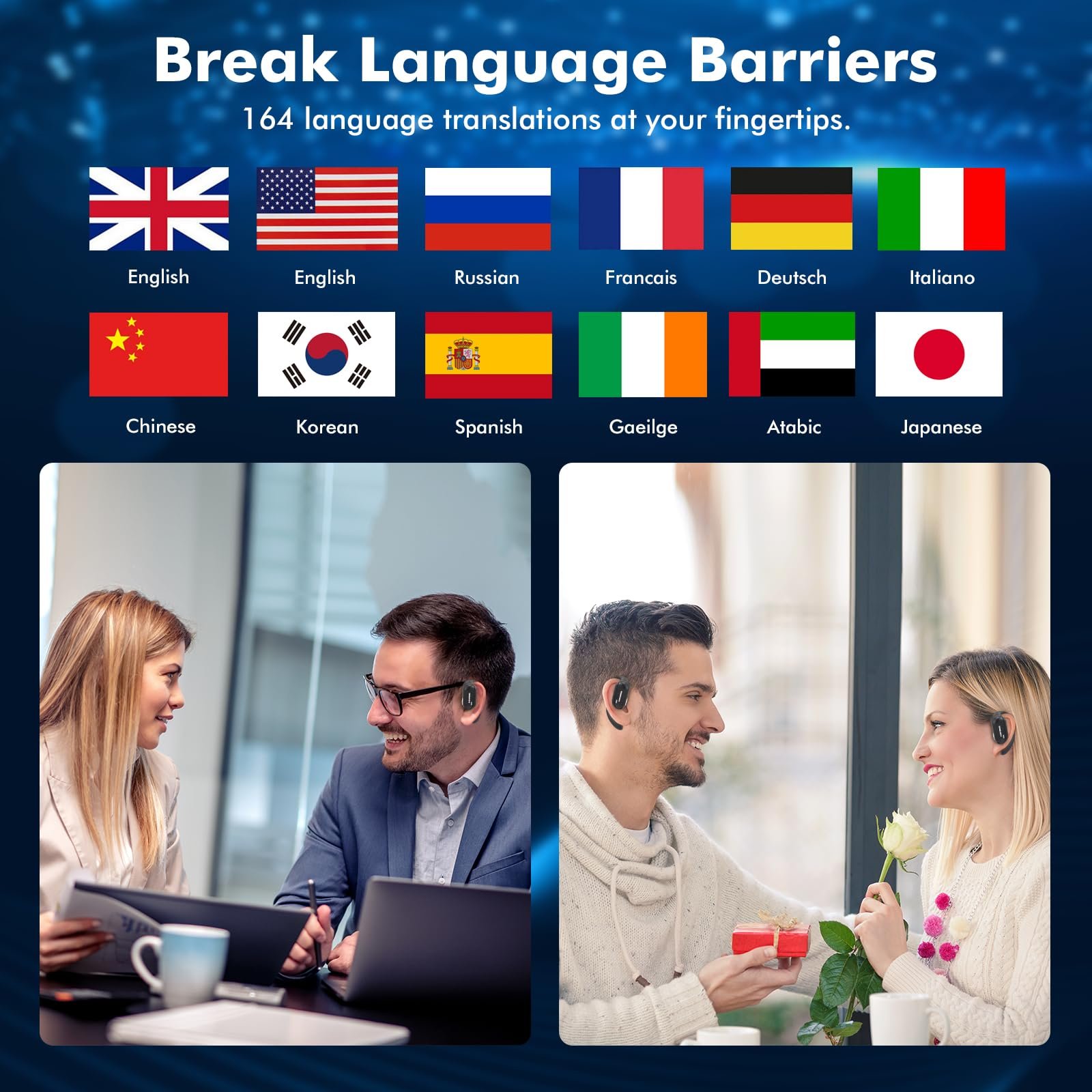 Навушники-перекладачі AI, пристрій для перекладу 164 мовами з додатком, навушники AI для голосового перекладу в реальному часі, для iOS і Android, для подорожей і бізнесу, фото №6 Навушники-перекладачі AI, пристрій для перекладу 164 мовами з додатком, навушники AI для голосового перекладу в реальному часі, для iOS і Android, для подорожей і бізнесу, фото №6