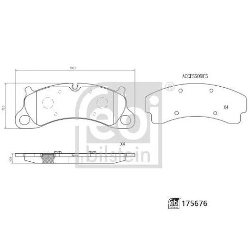 Комплект тормозных колодок FEBI BILSTEIN 175676 для PORSCHE передняя ось, фото №3