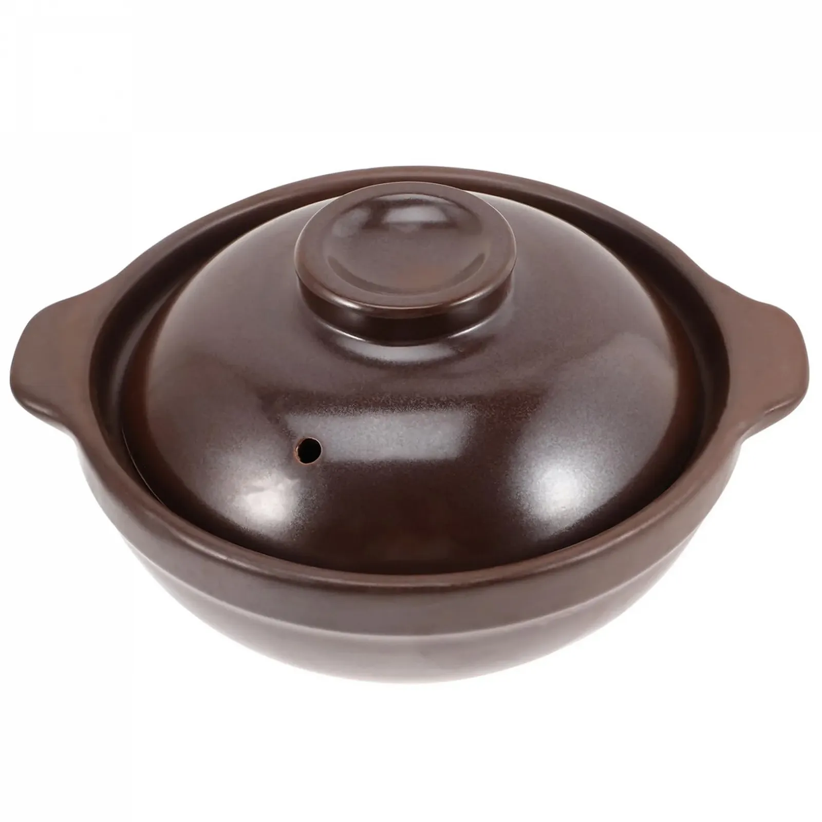 Кастрюля IMIKEYA керамическая с крышкой малая коричневая, фото №1