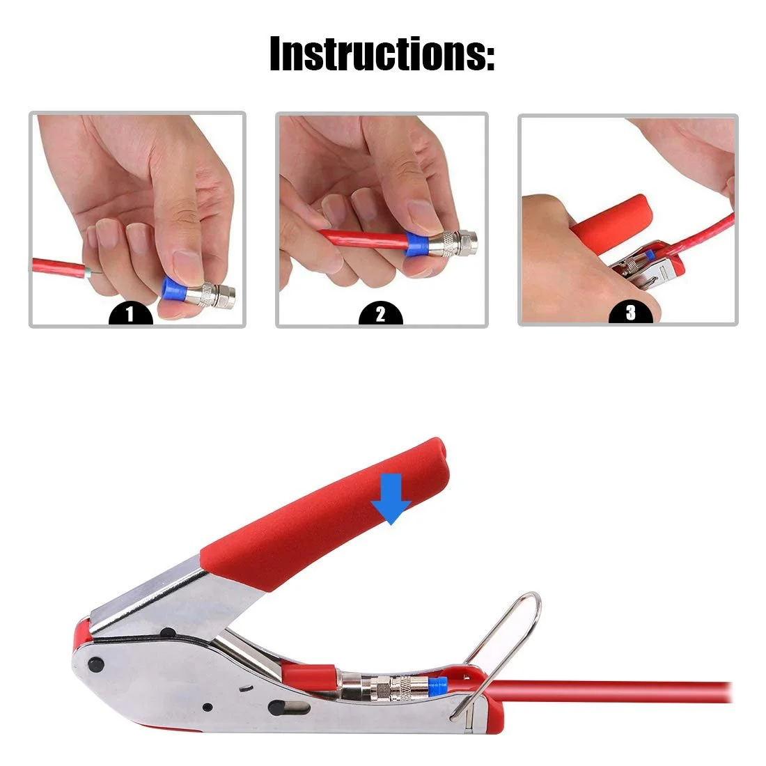 Набор для обжима коаксиального кабеля Glarks RG6 RG59 10 разъемов F, фото №6