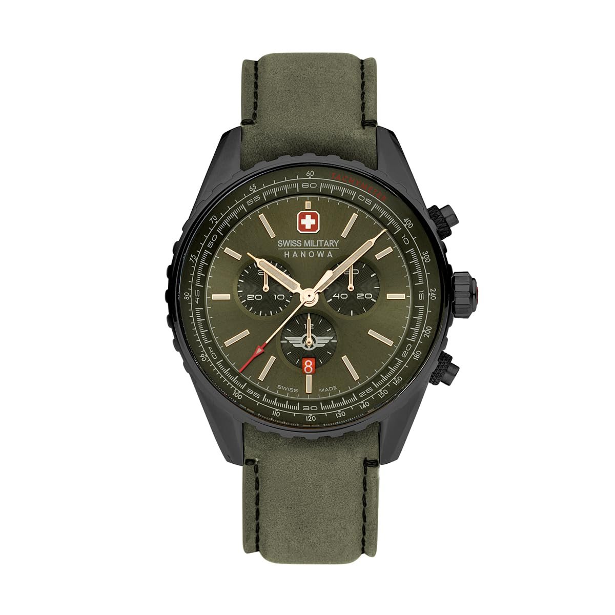 Чоловічий годинник Swiss Military Hanowa Afterburn Chrono з ремінцем з натуральної шкіри або металевим ремінцем, дата, сапфірове скло, фото №1