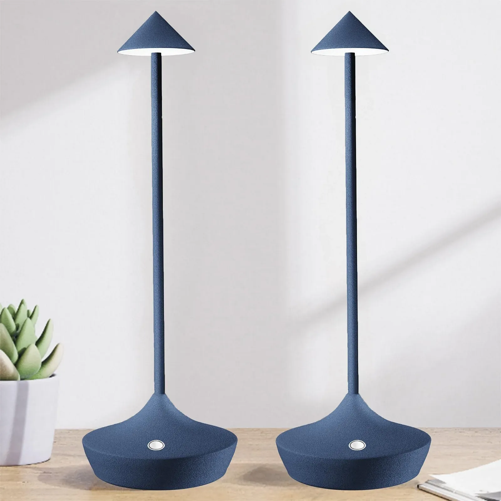 Настільна лампа Hapfish LED акумуляторна бездротова алюмінієва 6000 мАг водонепроникна 2 шт. Синя, фото №1