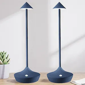 Настільна лампа Hapfish LED акумуляторна бездротова алюмінієва 6000 мАг водонепроникна 2 шт. Синя - Фото 1