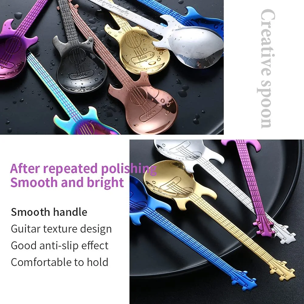 Ложки для кави, Ложки-гітари, Набір з 7, Різнокольорові, фото №2