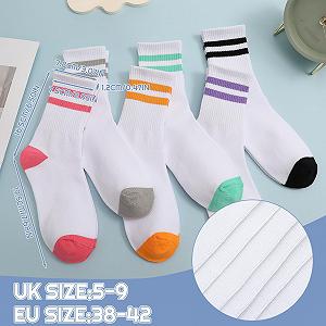 Носки теннисные женские 6 пар, 38-42, носки спортивные хлопковые разноцветные ретро теннисные спортивные носки в полоску synthetic.ua - Фото 1