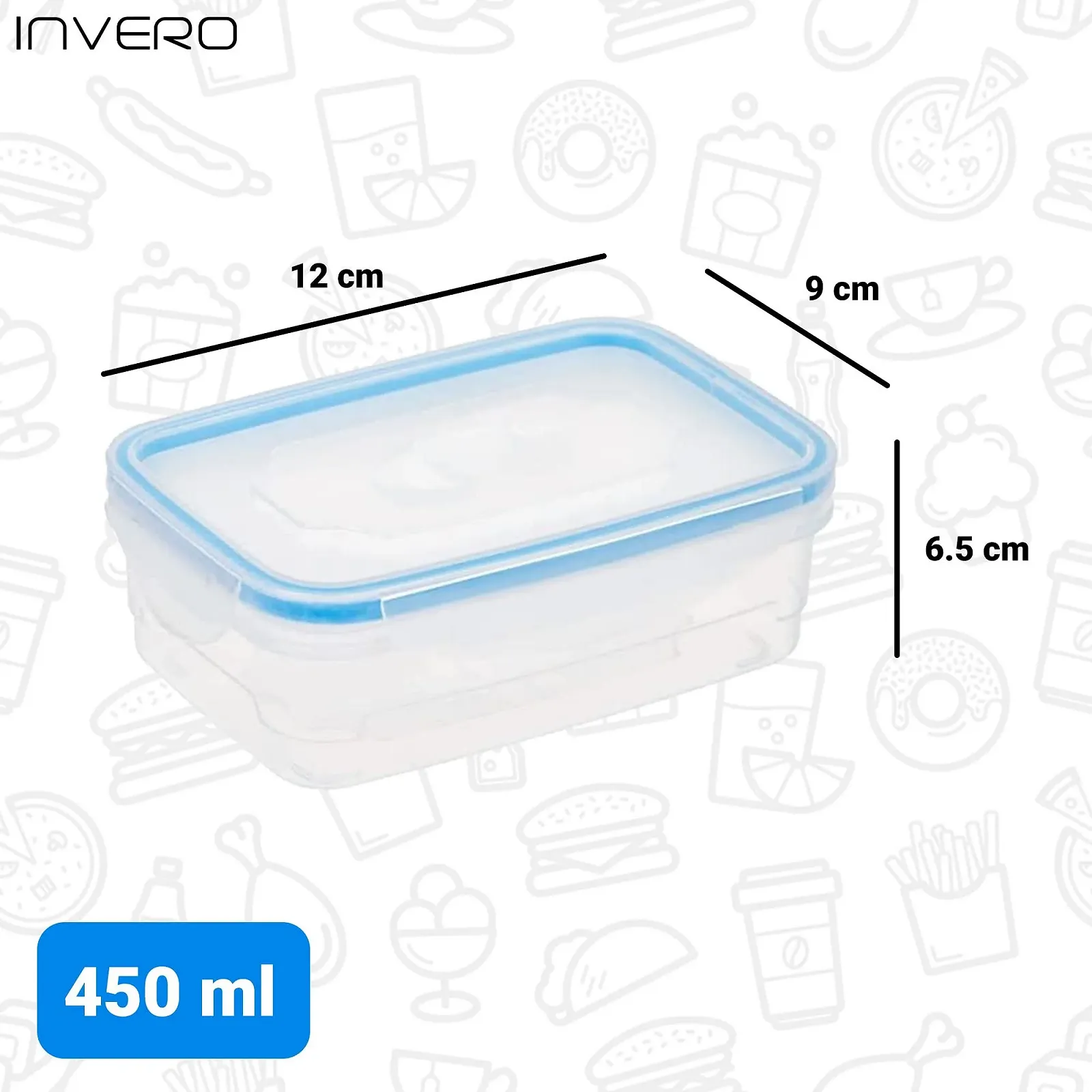 Набір контейнерів для зберігання їжі Invero Clip Top 6 шт 450 мл герметичні з клапаном, фото №3 Набір контейнерів для зберігання їжі Invero Clip Top 6 шт 450 мл герметичні з клапаном, фото №3