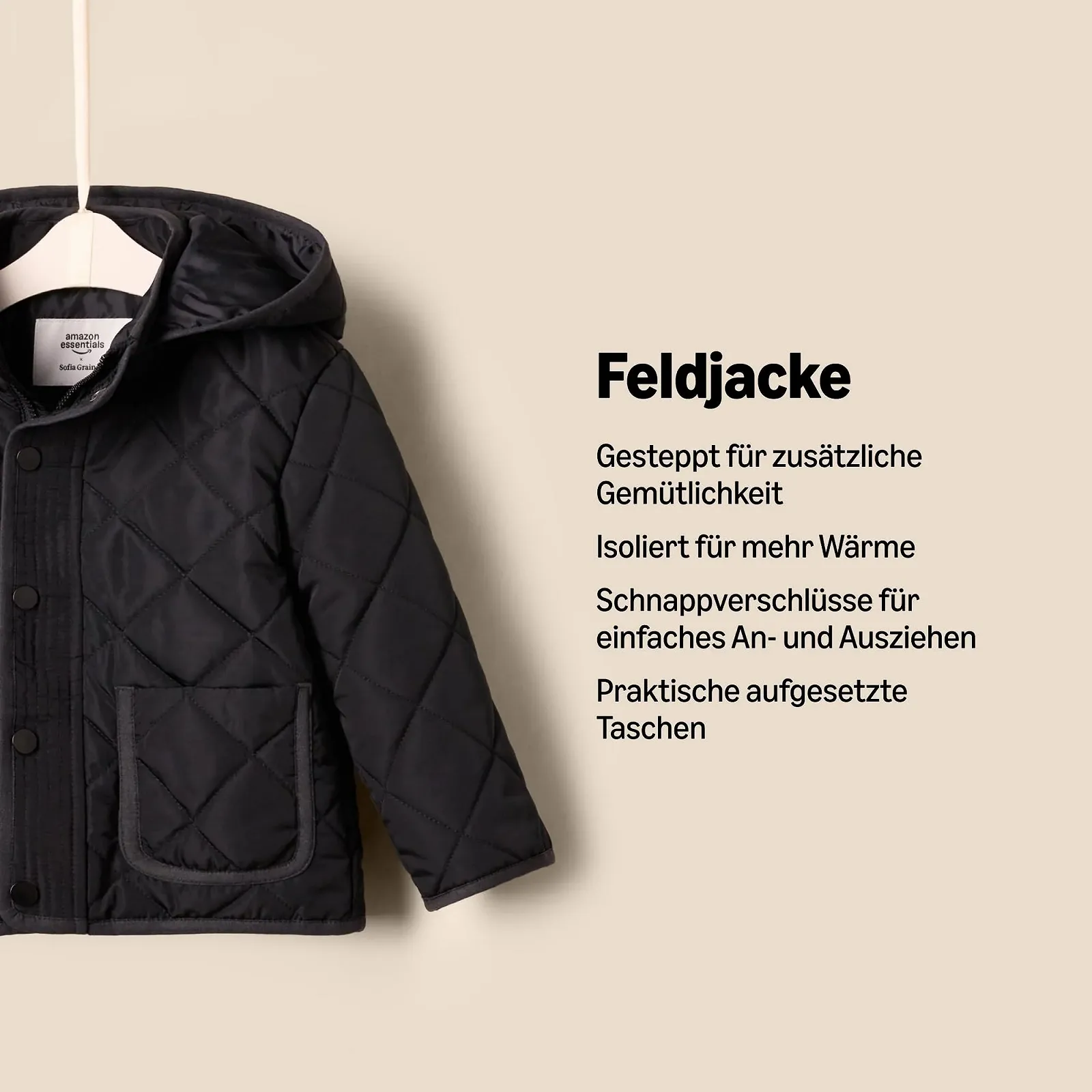 Куртка Amazon Essentials x Sofia Grainge Unisex Baby und Kinder Mittelschwere Feldjacke с капюшоном, фото №3