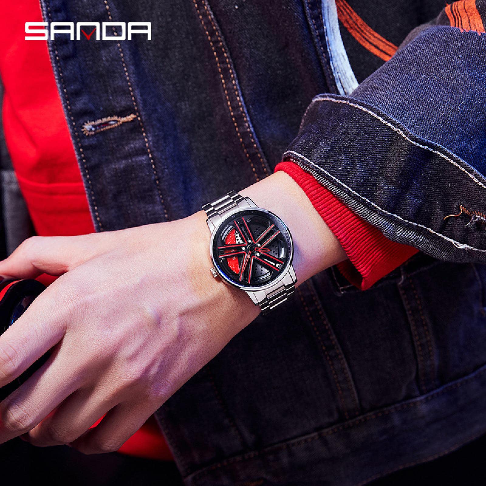 Годинник RWXCOW Чоловічий Автоматичний Водонепроникний Кварцовий Для Автоспорту Титан Нержавіюча сталь / Шкіряний ремінець, фото №2