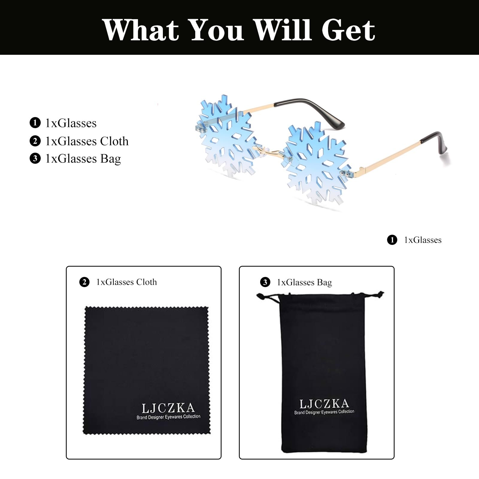 Сонцезахисні окуляри LJCZKA Без оправи Сніжинка Металева оправа, фото №5