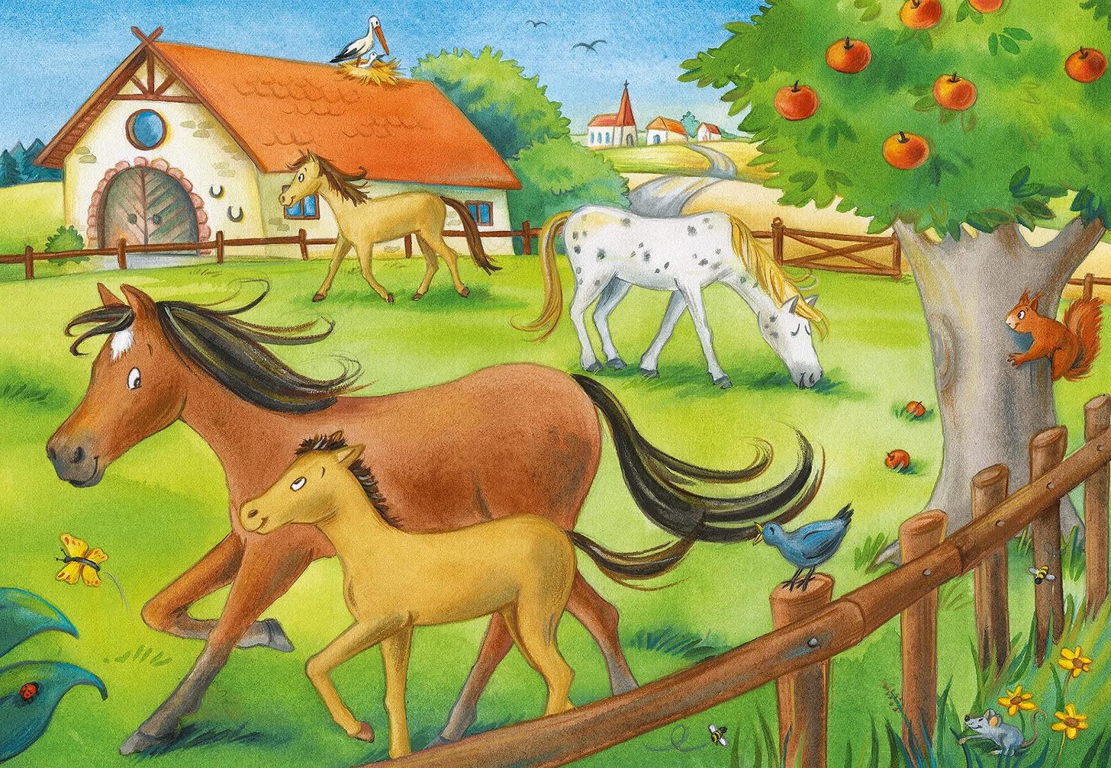 Детский пазл Ravensburger 05178 Holidays on the Horse Farm 2 x 12 элементов от 3 лет, фото №1