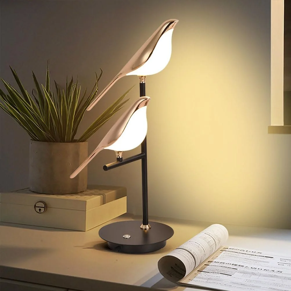 Настільна лампа Bedside Lamp LED Птах Сенсорна Регульована Золото, фото №4