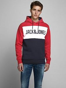 Світшот Jack&Jones JJELOGO BLOCKING SWEAT HOOD NOOS 12172344 червоний - Фото 1