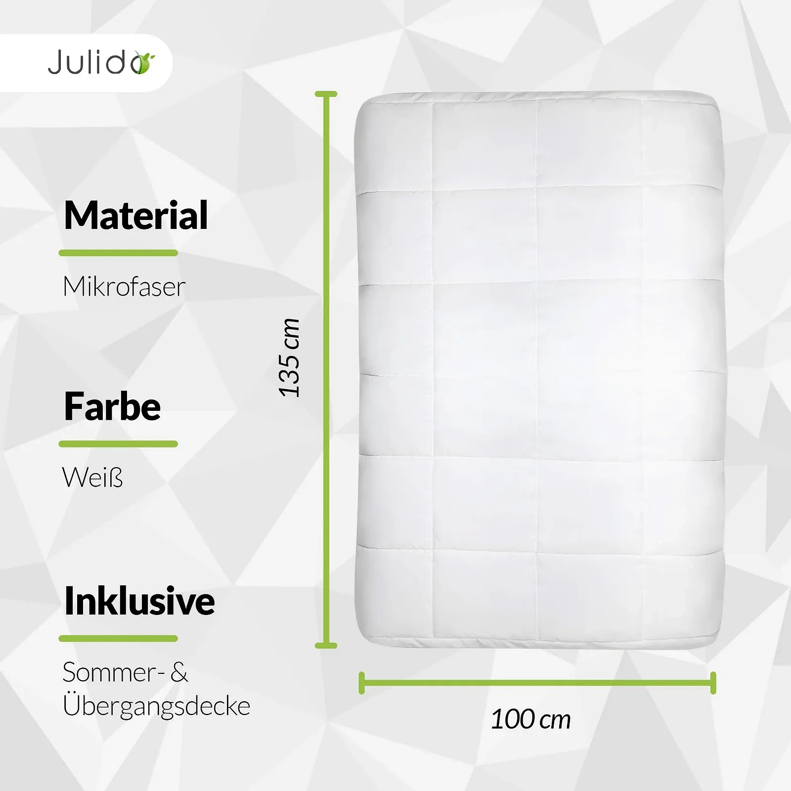 Комплект детского одеяла Julido 4 Seasons, детское одеяло 100 x 135 см с наполнителем 150 г + 300 г и подушка 40 x 60 см с наполнителем 200 г, фото №4 Комплект детского одеяла Julido 4 Seasons, детское одеяло 100 x 135 см с наполнителем 150 г + 300 г и подушка 40 x 60 см с наполнителем 200 г, фото №4