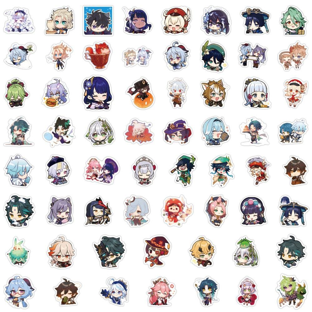 Стікери Genshin Impact, набір наклейок, 62 шт, фото №1