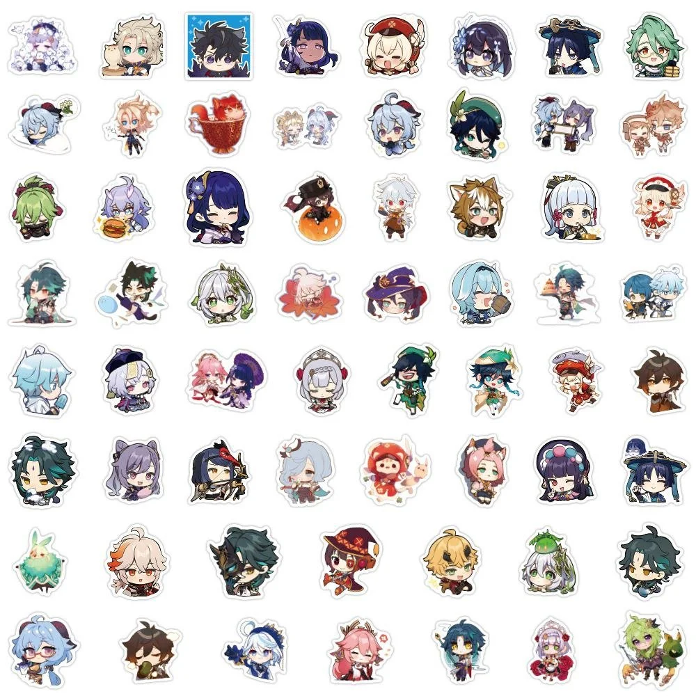 Стікери Genshin Impact, набір наклейок, 62 шт, фото №1