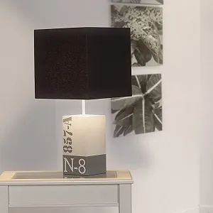 Настільна лампа Kelvin Beach E27 Дерево Тканина 230 В макс. 40 Вт Сучасна Сіро-коричнева synthetic.ua - Фото 1