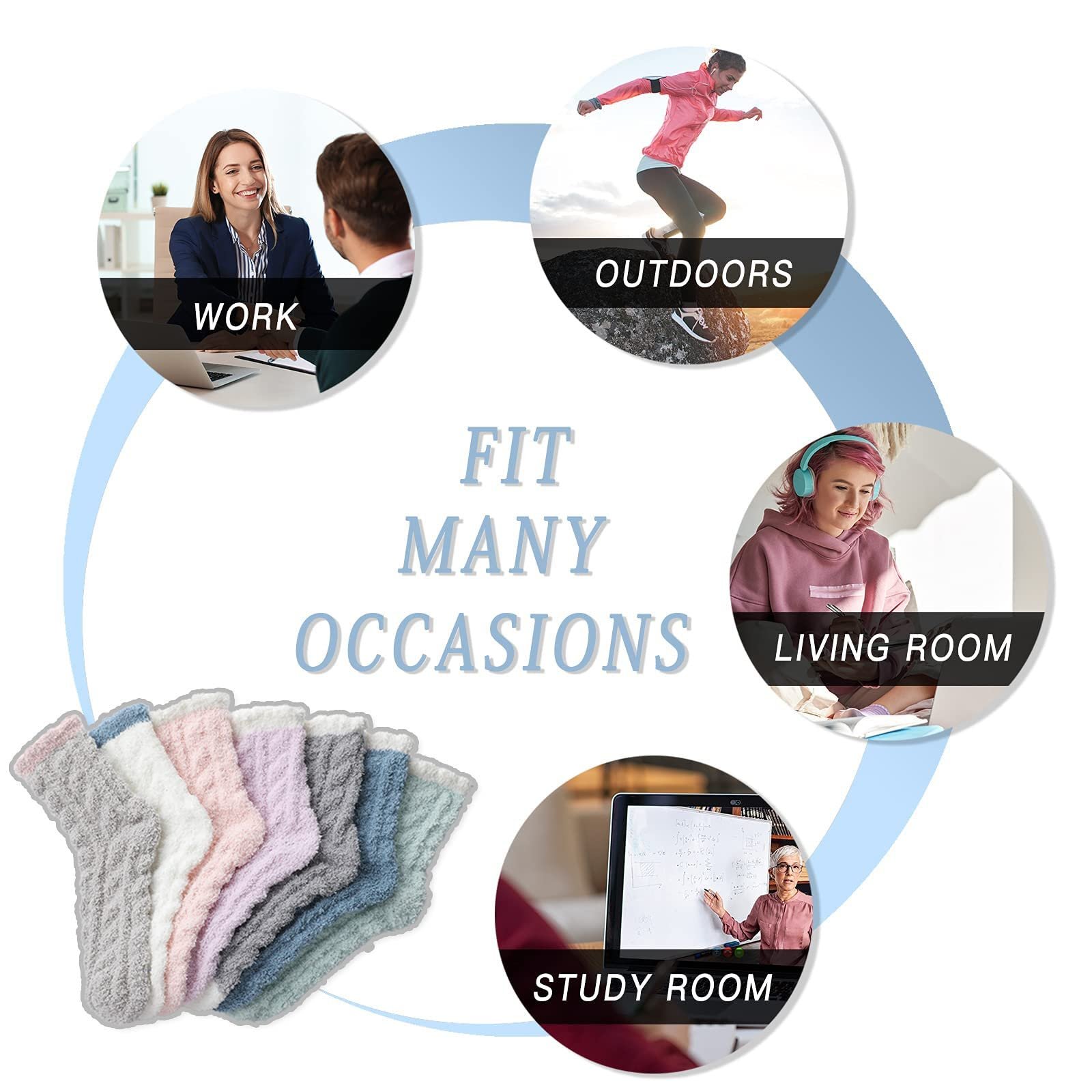 Носки Work Мужские Женские Зимние Микрофибра Мягкие Пушистые Носки-тапочки Домашние Носки для сна для женщин 7 пар Традиционные вязаные Длинные Белые Теннисные 43-46 Спортивные Носки Черные Теннисные Носки, фото №2