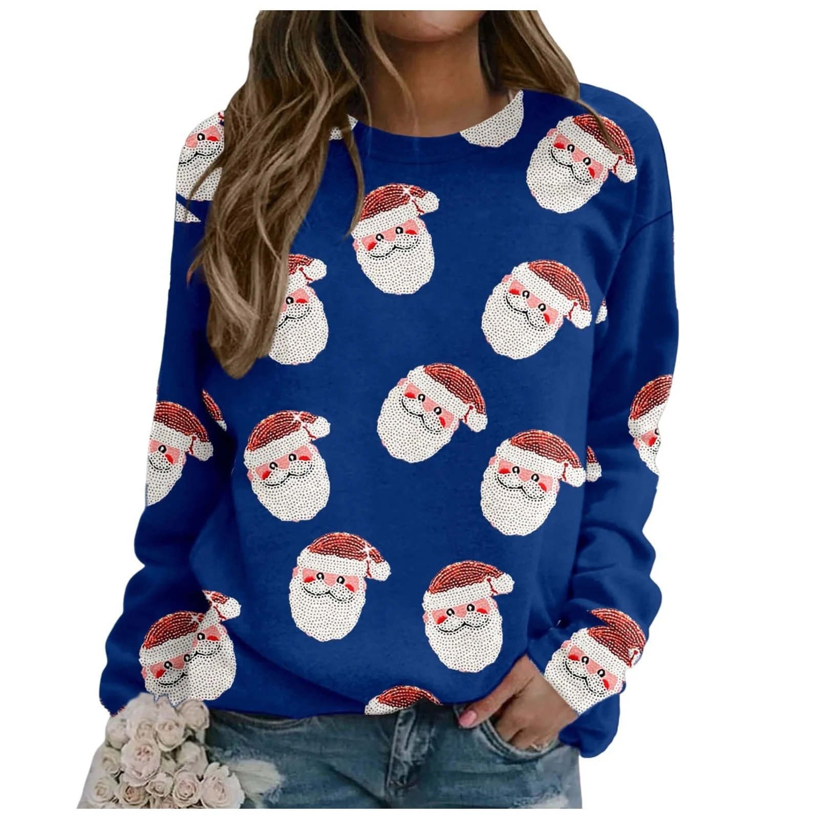 Женский рождественский джемпер Gwnauz Костюм Санты Женский рождественский джемпер с длинными рукавами Свитшот с круглым вырезом и длинными рукавами Хлопковые топы с принтом Санты Зимняя осенняя уличная одежда Рубашка, фото №5 Женский рождественский джемпер Gwnauz Костюм Санты Женский рождественский джемпер с длинными рукавами Свитшот с круглым вырезом и длинными рукавами Хлопковые топы с принтом Санты Зимняя осенняя уличная одежда Рубашка, фото №5