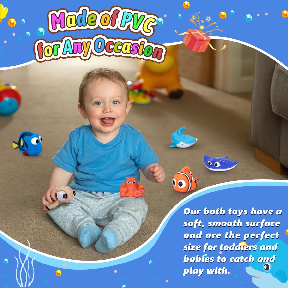 Іграшка для ванни Рибка Anzmtosn для купання немовлят, щаслива підводна історія, водний сплеск, фото №4