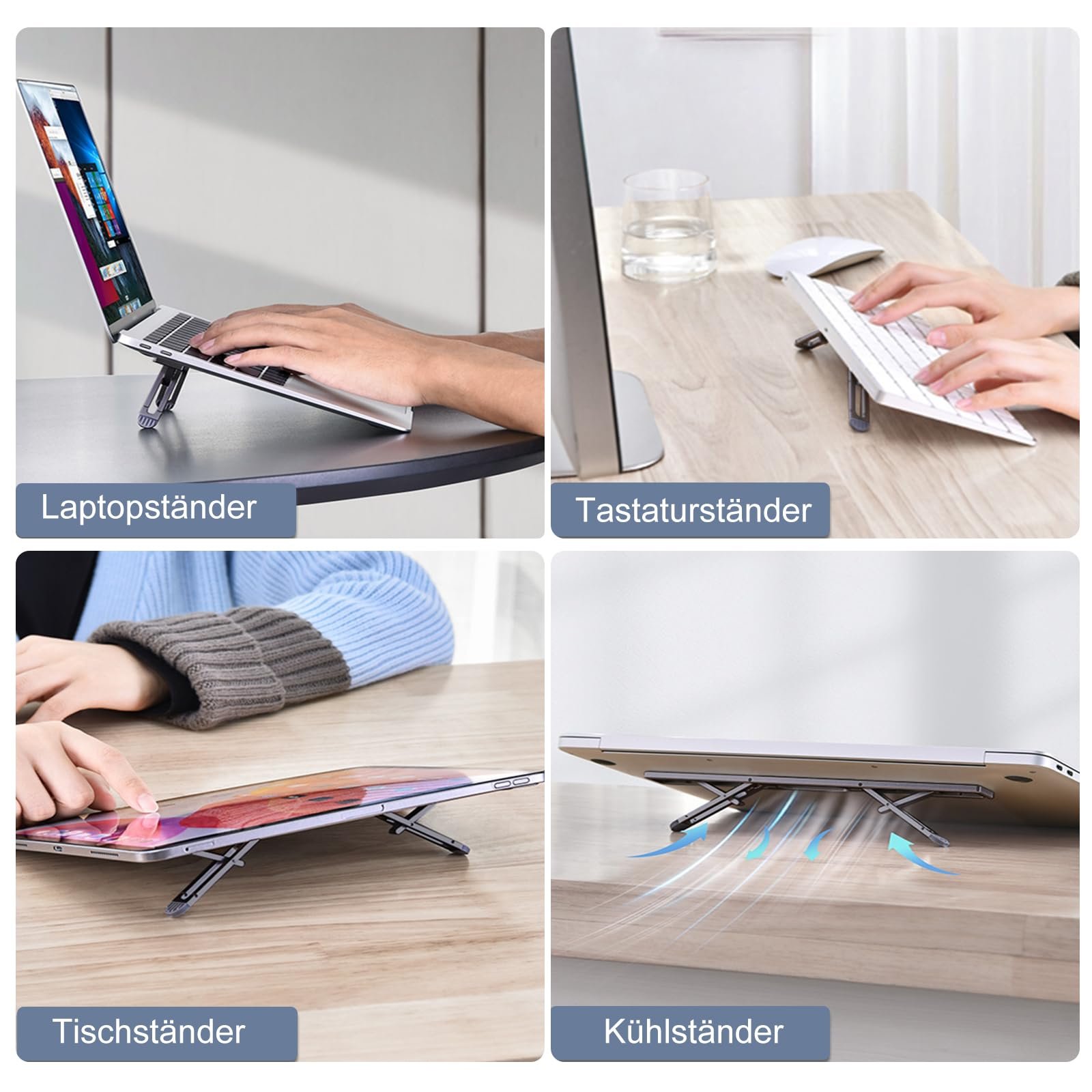 Підставка для ноутбука складана, регульована по висоті, портативна, сумісна з MacBook Air Pro, Dell, HP, 10-15.6 дюймовими ноутбуками, фото №7