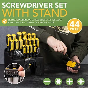 Набір викруток магнітних BLOSTM 44 предмети з підставкою та настінним кріпленням Phillips, Flathead, PZ, Star synthetic.ua - Фото 1