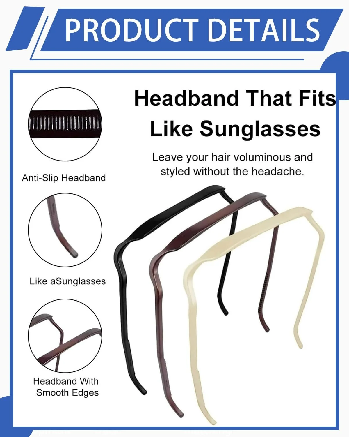 Набір обручів для волосся Squaer 3 шт., фото №3