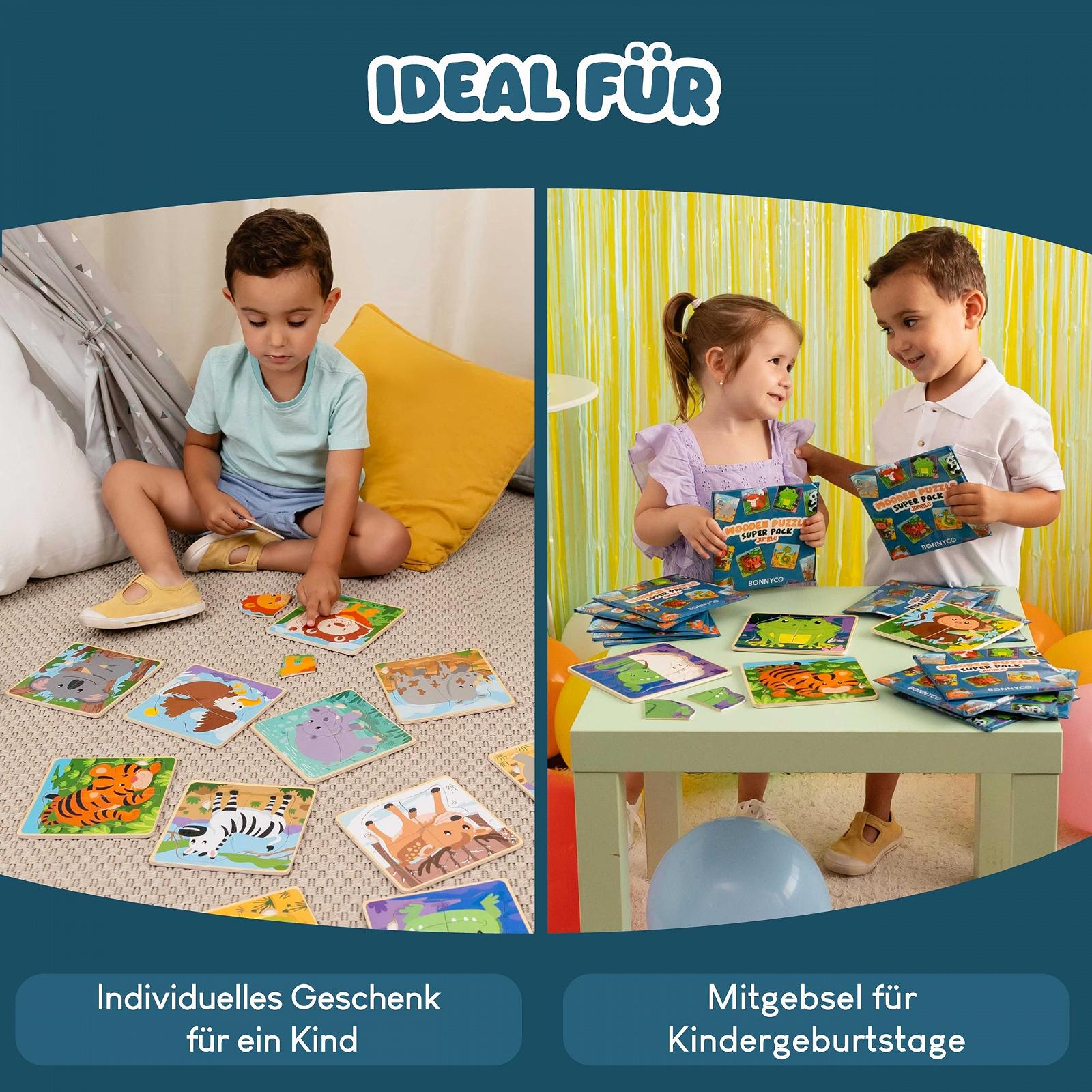 Набор деревянных пазлов BONNYCO 16 шт. по 4 элемента Животные, фото №5 Набор деревянных пазлов BONNYCO 16 шт. по 4 элемента Животные, фото №5