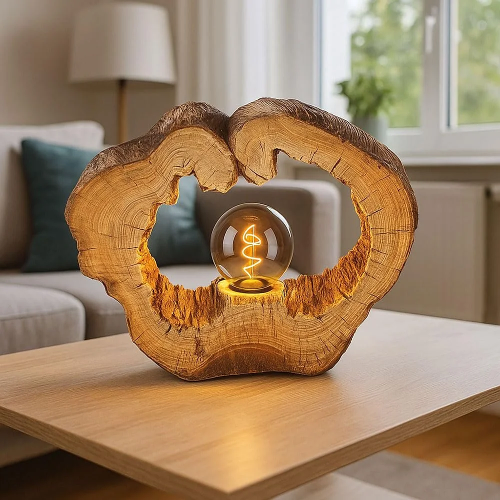 Настольная светодиодная лампа Срез дерева Под дерево Пластик E27 Filament LED Теплый белый 30.5 x 25.5 см, фото №3