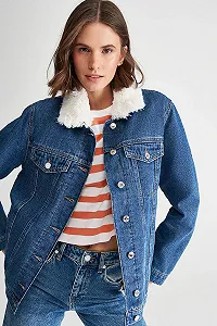 Жіноча джинсова куртка MAVI KARLA Indigo Sherpa Gold Icon - S - Фото 1