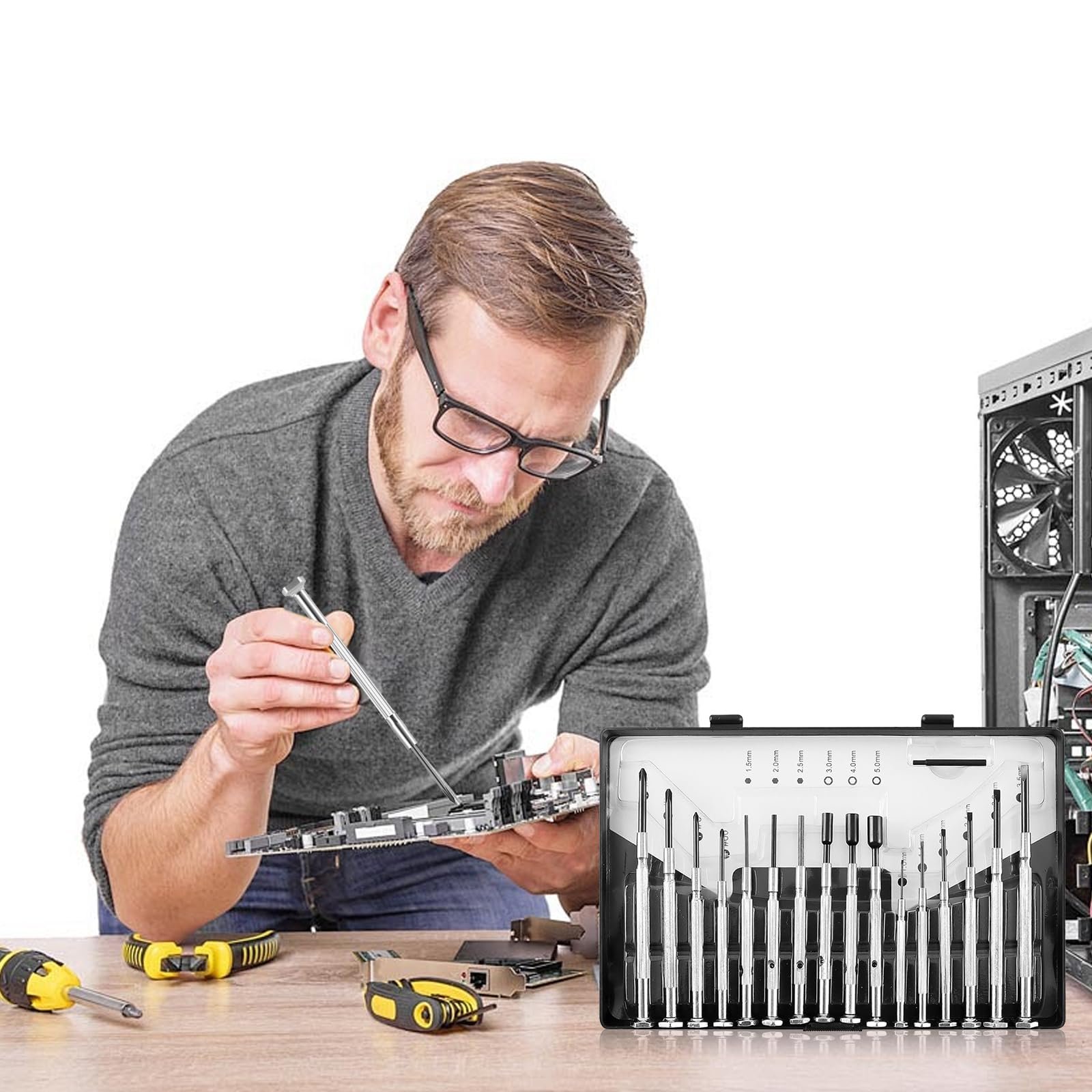 Набір викруток Mini 16 предметів з збільшувальною лупою для годинників і окулярів, фото №7 Набір викруток Mini 16 предметів з збільшувальною лупою для годинників і окулярів, фото №7