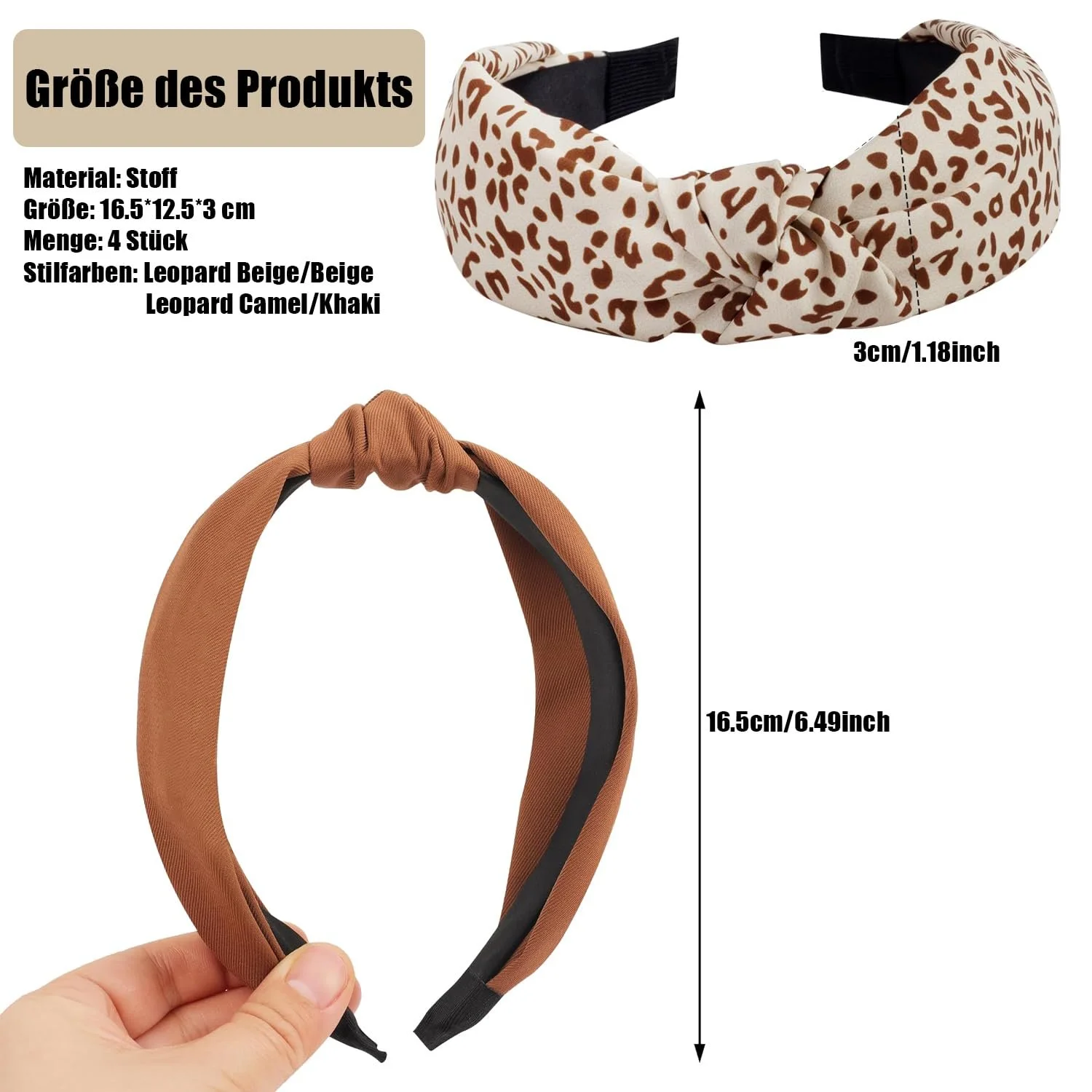 Набір обручів на голову 4 шт, Леопардовий принт, фото №2