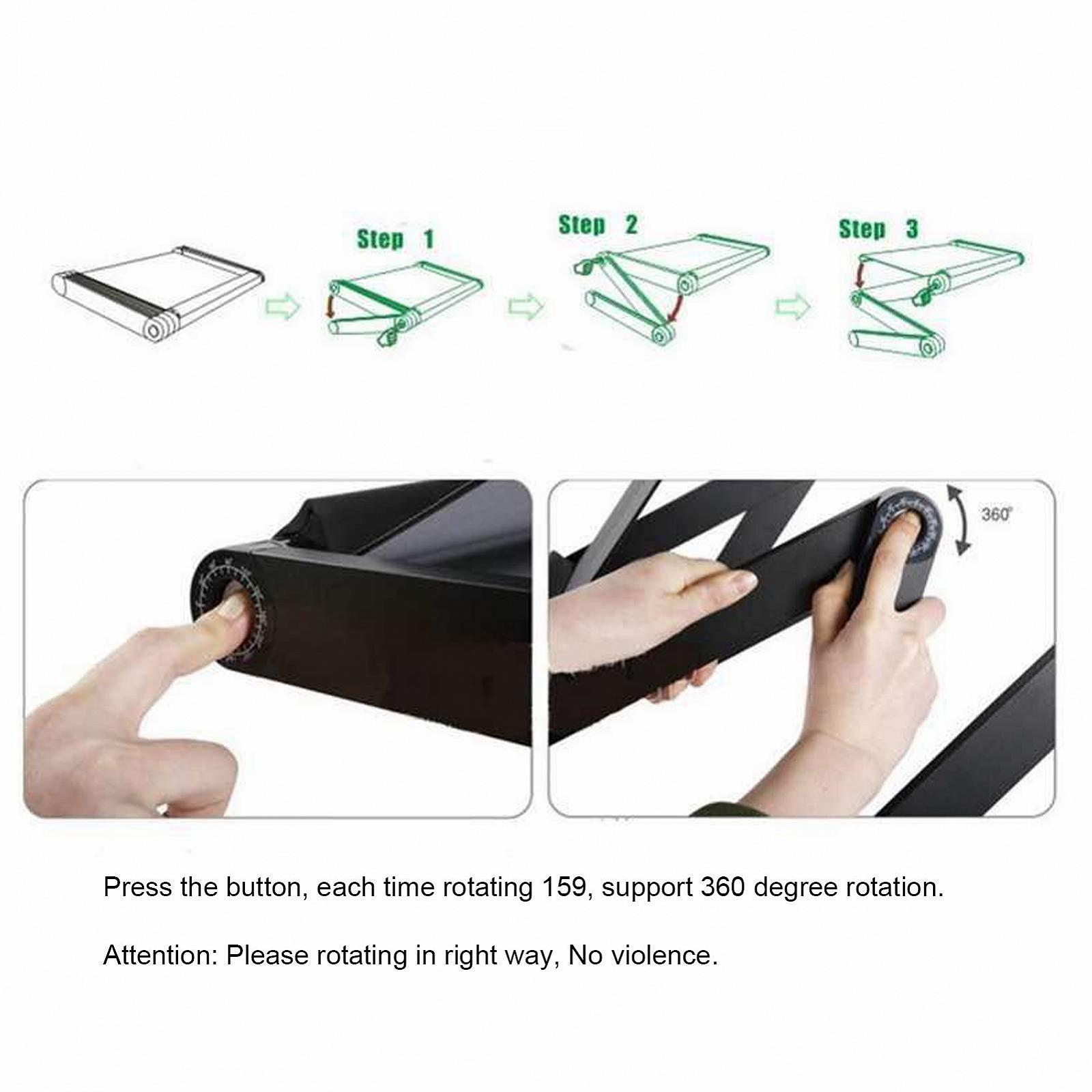 Столик-подставка для ноутбука, регулируемая высота, регулируемый угол наклона, эргономичная алюминиевая подставка, многофункциональный столик для ноутбука, портативный столик для ноутбука с площадкой для мыши для дивана, фото №4