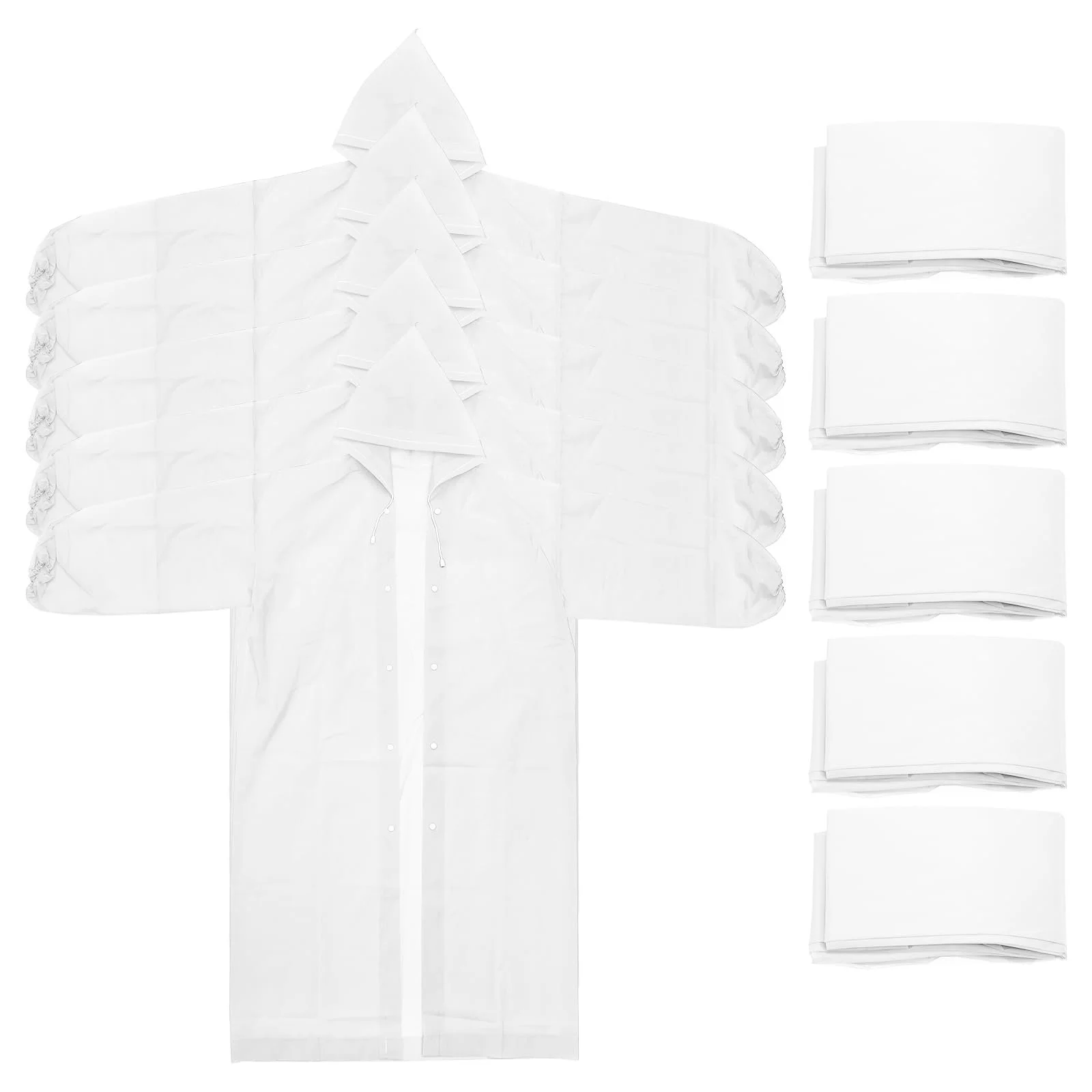 Пончо дощове PATIKIL, 5 шт, легке, багаторазове, з EVA, для велоспорту, походів, активного відпочинку, біле, фото №1