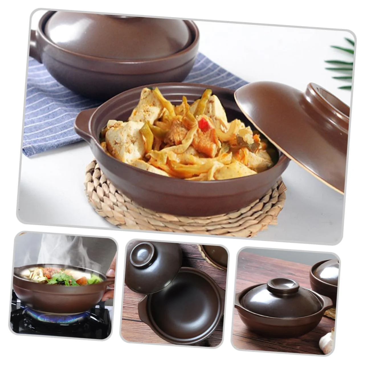 Кастрюля керамическая VALICLUD с двумя ручками традиционная термостойкая, фото №2