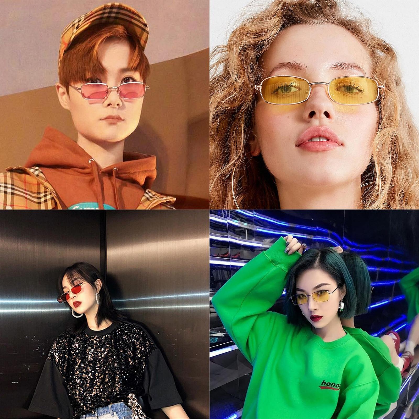 Солнцезащитные очки Retro Rectangle JCTAIFOO квадратные узкие Hip Hop с маленькой оправой, фото №6