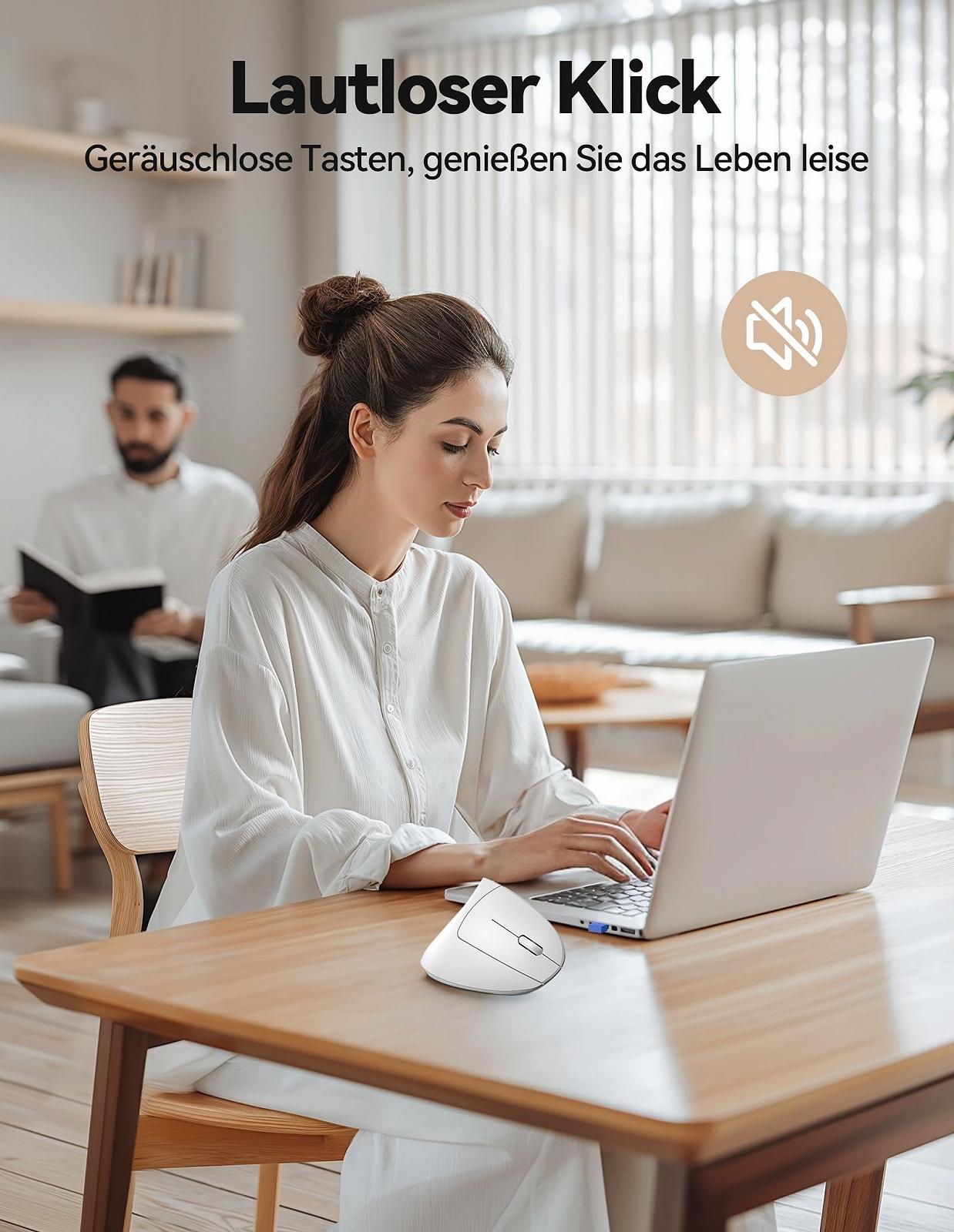 Мышь TechRise Беспроводная вертикальная 4800 DPI оптическая Тихая 6 кнопок Белый, фото №6