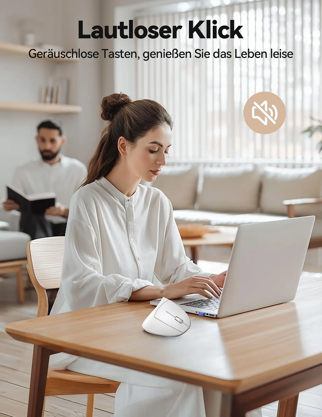 Мышь TechRise Беспроводная вертикальная 4800 DPI оптическая Тихая 6 кнопок Белый, фото №6