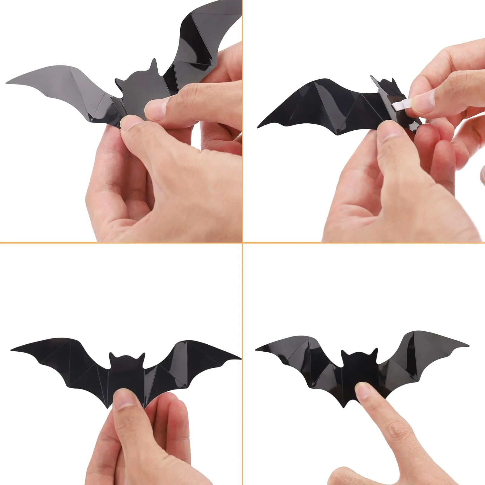 Наклейки на стіну GoldRock Halloween 3D Bat Decoration Водонепроникний ПВХ Чорний 32 шт., фото №3