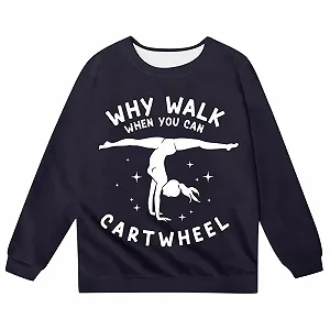 Модный свитшот для девочки с принтом букв, круглым вырезом горловины и длинными рукавами для прохладного времени года synthetic.ua - Фото 1