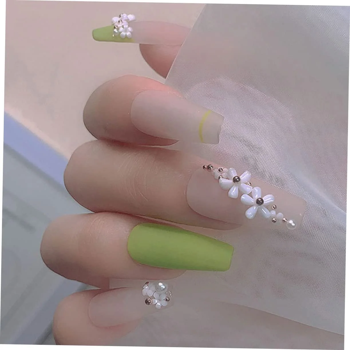 Прикраса для нігтів Квіти Білий (3 пакети), фото №2 Прикраса для нігтів Квіти Білий (3 пакети), фото №2