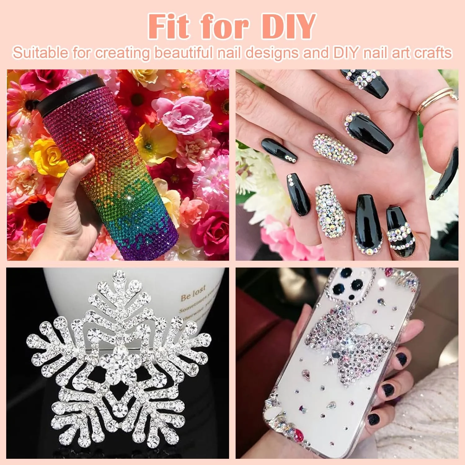 Стразы для ногтей 1500 шт., плоские, с пинцетом и ручкой для нанесения страз, идеальны для DIY дизайна ногтей (12 цветов), фото №3