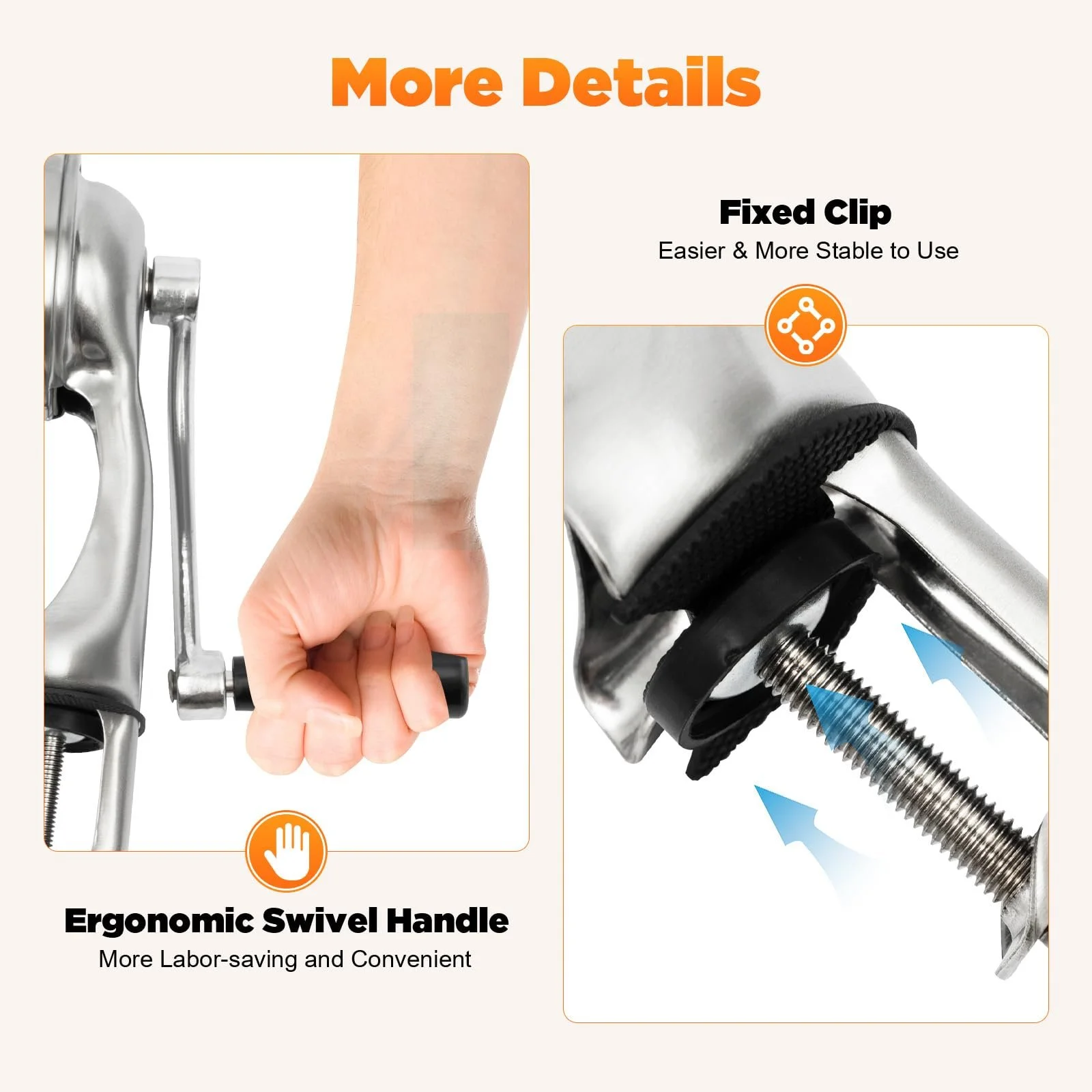 Ручна ротаційна терка з нержавіючої сталі Сріблястий, фото №7