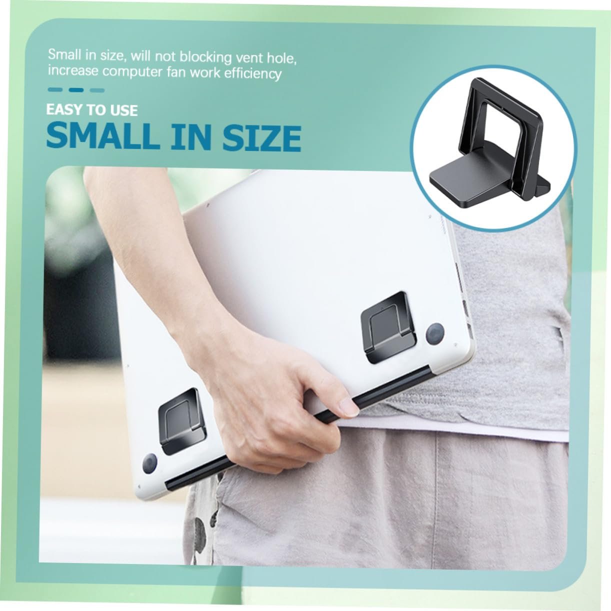 Подставка для ноутбука складная SEWACC PC материал, эргономичный угол обзора, вентилируемая подставка для лучшего охлаждения, стабильная подставка для ноутбука, компактная и портативная, фото №9